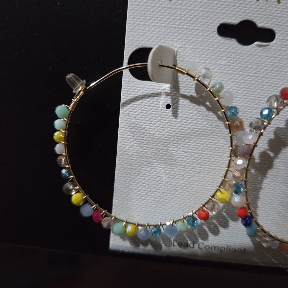 Panacea Cache Multicolor Beaded Hoop Earrings - Picture 3 of 4